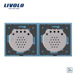 Intrerupator dublu + dublu cu touch Wireless Livolo din sticla, albastru, VL-C702R/C702R-19 - imagine 3