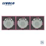 Intrerupator dublu+dublu+dublu cu touch Wireless Livolo din sticla, roz, VL-C702R/C702R/C702R-17 - imagine 3