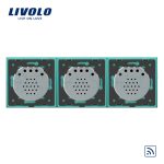 Intrerupator dublu+dublu+dublu cu touch Wireless Livolo din sticla, verde, VL-C702R/C702R/C702R-18 - imagine 3