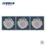 Intrerupator dublu+dublu+dublu cu touch Wireless Livolo din sticla, albastru, VL-C702R/C702R/C702R-19 - imagine 3