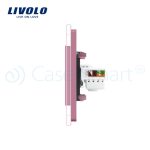 Priza dubla Telefon + Priza internet Livolo cu rama din sticla, roz, VL-C791TC-17 - imagine 3