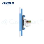 Priza dubla Telefon + Priza internet Livolo cu rama din sticla, albastru, VL-C791TC-19 - imagine 3