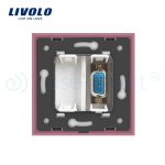 Priza cu mufa VGA tata 15 pini Livolo cu rama din sticla, roz, VL-C791VG2-17 - imagine 3