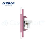 Priza dubla TV + Telefon Livolo cu rama din sticla, roz, VL-C791VT-17 - imagine 3