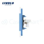 Priza dubla TV + Telefon Livolo cu rama din sticla, albastru, VL-C791VT-19 - imagine 3