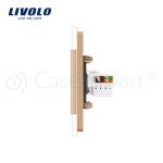 Priza dubla internet Livolo cu rama din sticla, auriu, VL-C792C-13 - imagine 3