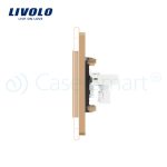 Priza dubla Telefon Livolo cu rama din sticla, auriu, VL-C792T-13 - imagine 3