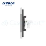 Priza dubla Telefon Livolo cu rama din sticla, gri, VL-C792T-15 - imagine 3