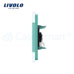 Priza dubla audio Livolo cu rama din sticla, verde, VL-C792AD-18 - imagine 3