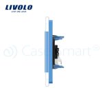 Priza dubla audio Livolo cu rama din sticla, albastru, VL-C792AD-19 - imagine 3