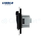Priza dubla Livolo cu rama din sticla si capac de protectie rezistent la apa, negru, VL-C7C2EUWF-12 - imagine 3