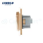 Priza dubla Livolo cu rama din sticla si capac de protectie rezistent la apa, auriu, VL-C7C2EUWF-13 - imagine 3
