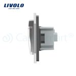 Priza dubla Livolo cu rama din sticla si capac de protectie rezistent la apa, gri, VL-C7C2EUWF-15 - imagine 3