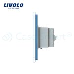 Priza dubla module inguste Livolo cu rama din sticla - standard german, albastru, VL-C9-C2IT-19 - imagine 3