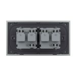 Priza dubla Livolo cu rama din sticla 4M, standard Italian, Serie noua, gri, VL-C9-2C1EU-15 - imagine 4