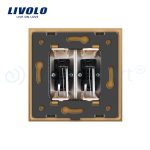 Priza dubla audio Livolo cu rama din sticla, auriu, VL-C792AD-13 - imagine 4