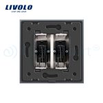 Priza dubla audio Livolo cu rama din sticla, gri, VL-C792AD-15 - imagine 4
