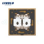 Priza dubla internet Livolo cu rama din sticla, auriu, VL-C792C-13 - imagine 4
