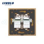 Priza dubla Telefon Livolo cu rama din sticla, auriu, VL-C792T-13 - imagine 4