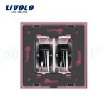 Priza dubla audio Livolo cu rama din sticla, roz, VL-C792AD-17 - imagine 4