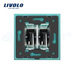 Priza dubla audio Livolo cu rama din sticla, verde, VL-C792AD-18 - imagine 4