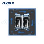 Priza dubla audio Livolo cu rama din sticla, albastru, VL-C792AD-19 - imagine 4