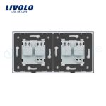 Priza dubla Livolo cu rama din sticla si capac de protectie rezistent la apa, alb, VL-C7C2EUWF-11 - imagine 4