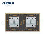 Priza dubla Livolo cu rama din sticla si capac de protectie rezistent la apa, auriu, VL-C7C2EUWF-13 - imagine 4