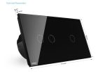 Intrerupator dublu + simplu cu touch Livolo din sticla, negru, VL-C702/C701-12 - imagine 2