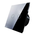 Intrerupator draperie wireless cu touch Livolo din sticla, negru, VL-C702WR-12