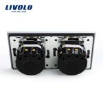 Intrerupator dublu + dublu cu touch Wireless Livolo din sticla, negru, VL-C702R/C702R-12 - imagine 4
