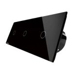 Intrerupator triplu cu touch Livolo din sticla, negru, VL-C701/C701/C701-12