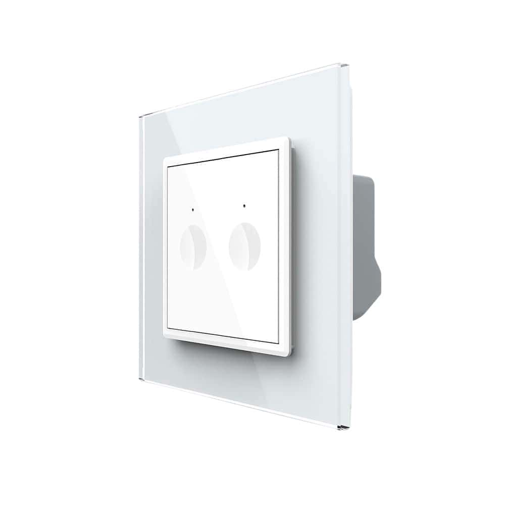 Intrerupatorul Dublu cu Touch LIVOLO cu Rama Din Sticla, Protocol Zigbee, Alb, , VL-FC2Z-2WP-11