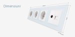 Priza cvadrupla Livolo cu rama din sticla 3 prize simple+TV/internet, alb, VL-C7-C4EU/VC-11 - imagine 2
