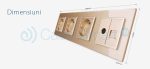Priza cvadrupla Livolo cu rama din sticla 3 prize simple+TV/internet, auriu, VL-C7-C4EU/VC-13 - imagine 3