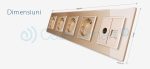 Priza cvintupla + priza TV Internet Livolo cu rama din sticla, auriu, VL-C7C5EU/VC-13 - imagine 3