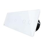 Intrerupator cu touch simplu+simplu+dublu LIVOLO din sticla, alb, VL-C701/701/702-11