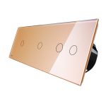 Intrerupator cu touch simplu+simplu+dublu LIVOLO din sticla, auriu, VL-C701/701/702-13