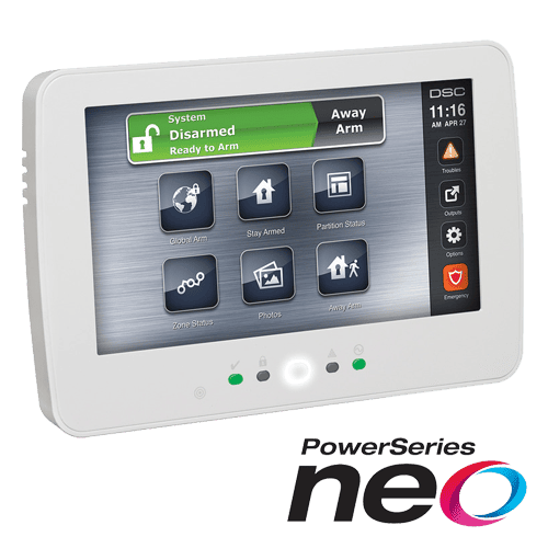 Tastatura touch screen color 7', 128 zone, cititor proximitate, SERIA NEO - DSC HS2TCHPEE1