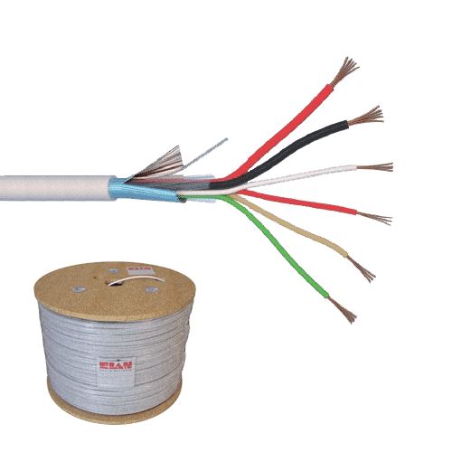 Cablu de alarma 6 fire ecranate + alimentare 2×0.75, cupru integral, 500m 6CUEF+2×0.75-T