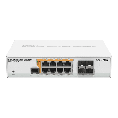 Management Switch, 8 x Gigabit cu PoE-out, 4 x SFP – Mikrotik CRS112-8P-4S-IN