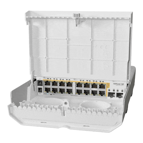 Smart Switch outdoor 16 x Gigabit PoE-Out, 2 x SFP+ – Mikrotik CRS318-16P-2S+OUT