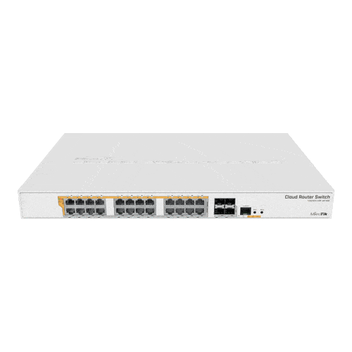 Management Switch 24 x Gigabit PoE+ Out 450W, 4 x SFP+ 10Gbps – Mikrotik CRS328-24P-4S+RM