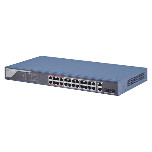 Switch 24 porturi PoE 100Mbps, 2 port uplink Gigabit, SMART Management – HIKVISION DS-3E1326P-EI