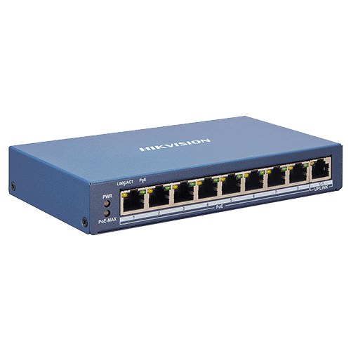 Switch 8 porturi PoE, 1 port uplink RJ45, SMART Management – HIKVISION DS-3E1309P-EI