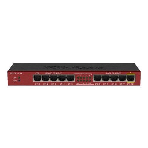 Router 5 x Fast Ethernet, 5 x Gigabit, 1 x PoE, RouterOS L4 - Mikrotik RB2011iL-IN