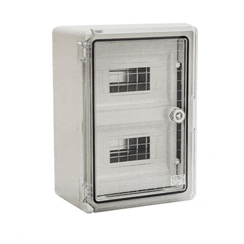 Cutie modulara IP65 din ABS gri, usa transparenta, 2 x 12 module, 300x400x170 mm PP3114