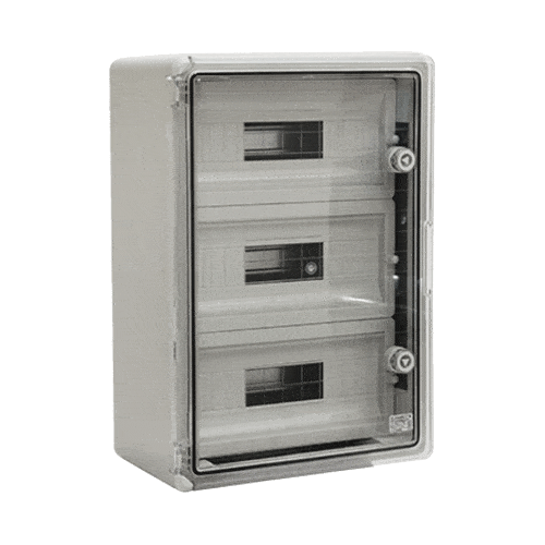 Cutie modulara IP65 din ABS gri, usa transparenta, 3 x 15 module, 350x500x190 mm PP3116