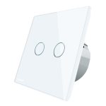Intrerupator dublu cu revenire (reset) Livolo cu touch din sticla, alb, VL-C702H-11