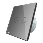 Intrerupator draperie wireless cu touch Livolo din sticla, gri, VL-C702WR-15